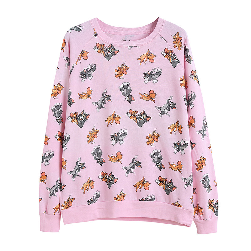 O/7 outono novo estilo comércio exterior roupas femininas juventude estilo Preppy Anime dos desenhos animados impresso p
