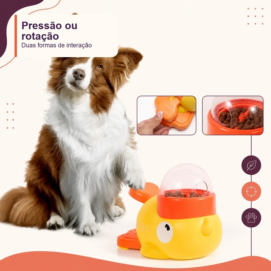 Brinquedo de Alimentação para Pets com Acionamento por Pressão ou Rotação e 3 Níveis de Desafio — imagem 2 de 2