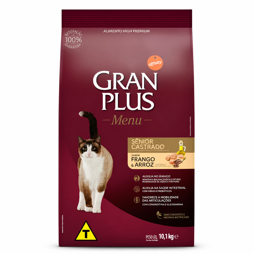 GP Menu Gato Sênior Castrado Ração Premium Seca 10,1kg Nutrição Completa para Gatos Idosos