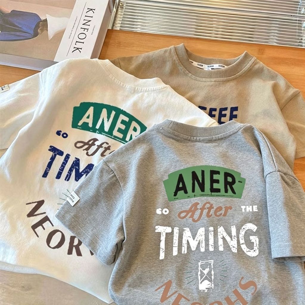 Camiseta de manga curta de algodão meninos verão topos crianças bebê fino meia manga coreano solto t