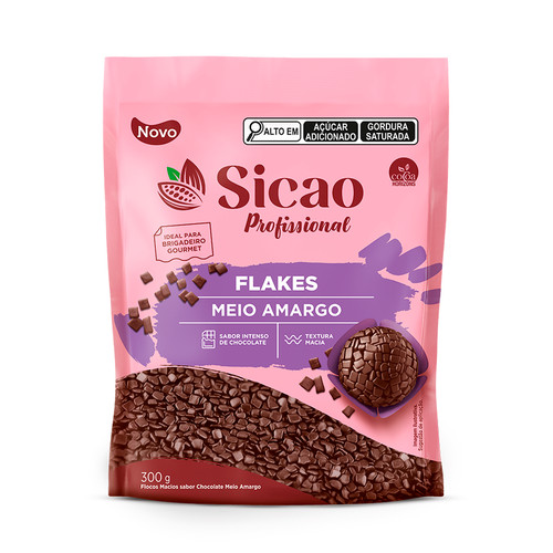 Granulado Flakes Meio Amargo 300g Sicao Profissional