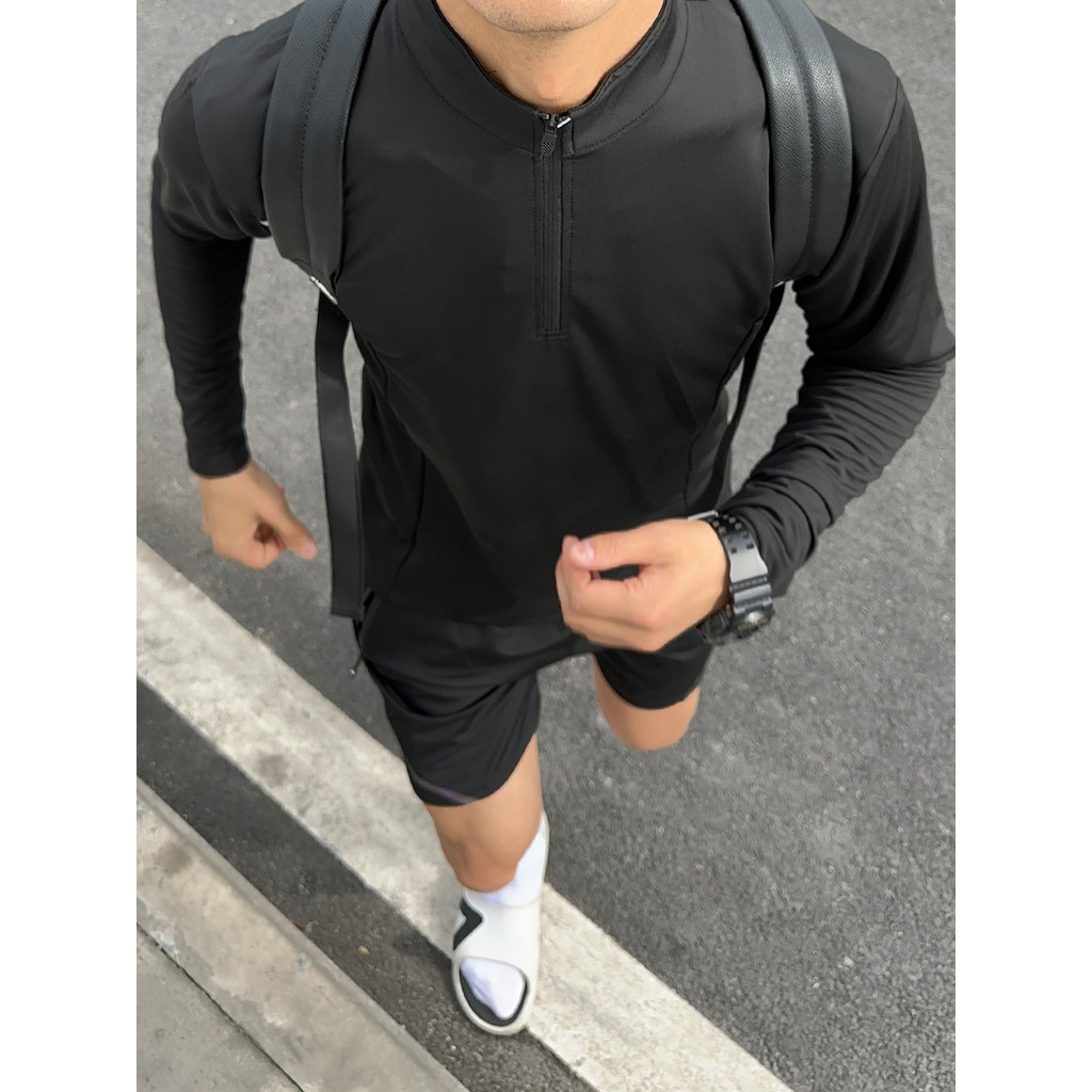 UNCLEBLUE roupas de secagem rápida lazer ao ar livre esportes gola alta camisa polo de manga comprida meio zíper moda Fi