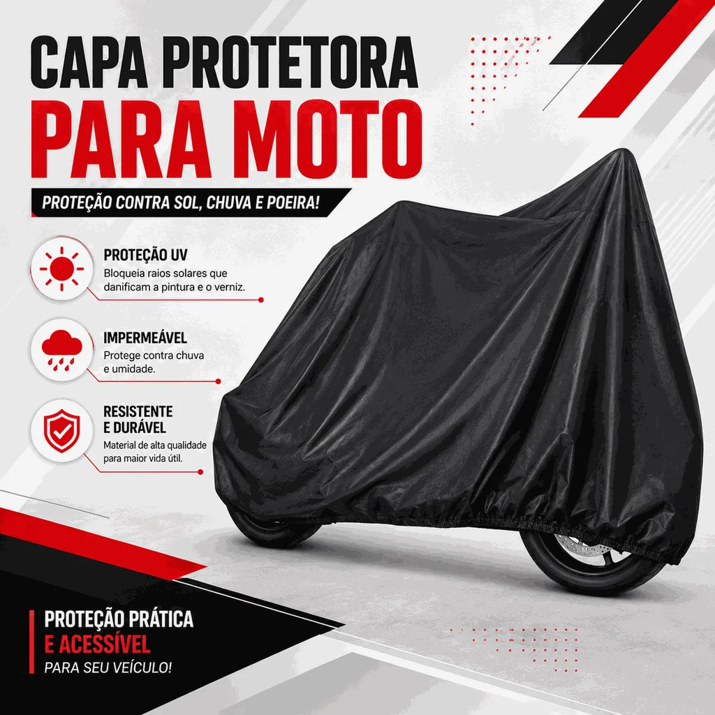 Capa Protetora Para Moto Scooter Impermeável Térmica Proteção Sol Chuva Poeira Resistente…