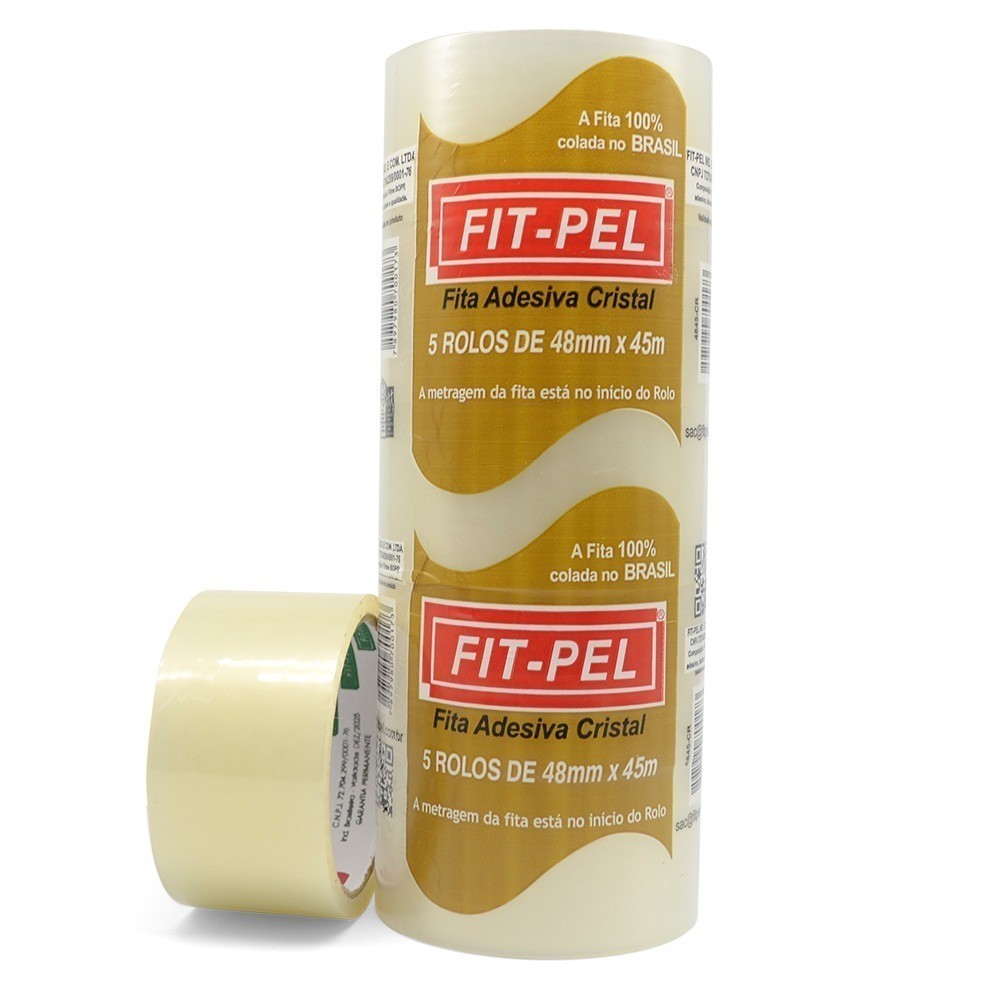 Fita adesiva 48 mm x 45 m com 05 peças Fit-Pel