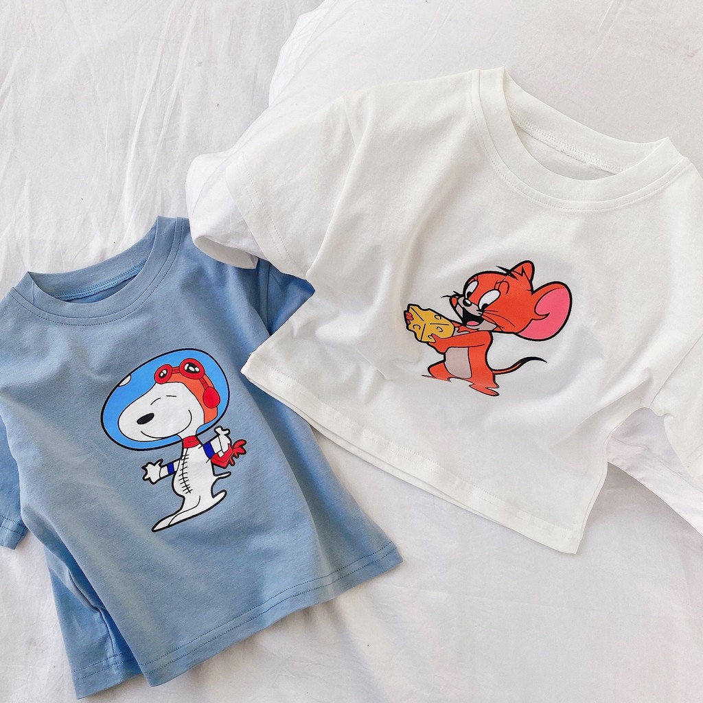 Crianças de manga curta camiseta puro algodão meninos meninas bebês médio grande meninos meninos versão coreana verão Bo