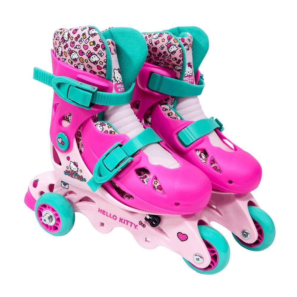 Hello Kitty Patins Ajustável 29 A 32 com Acessórios de Segurança - Fun Divirta-se