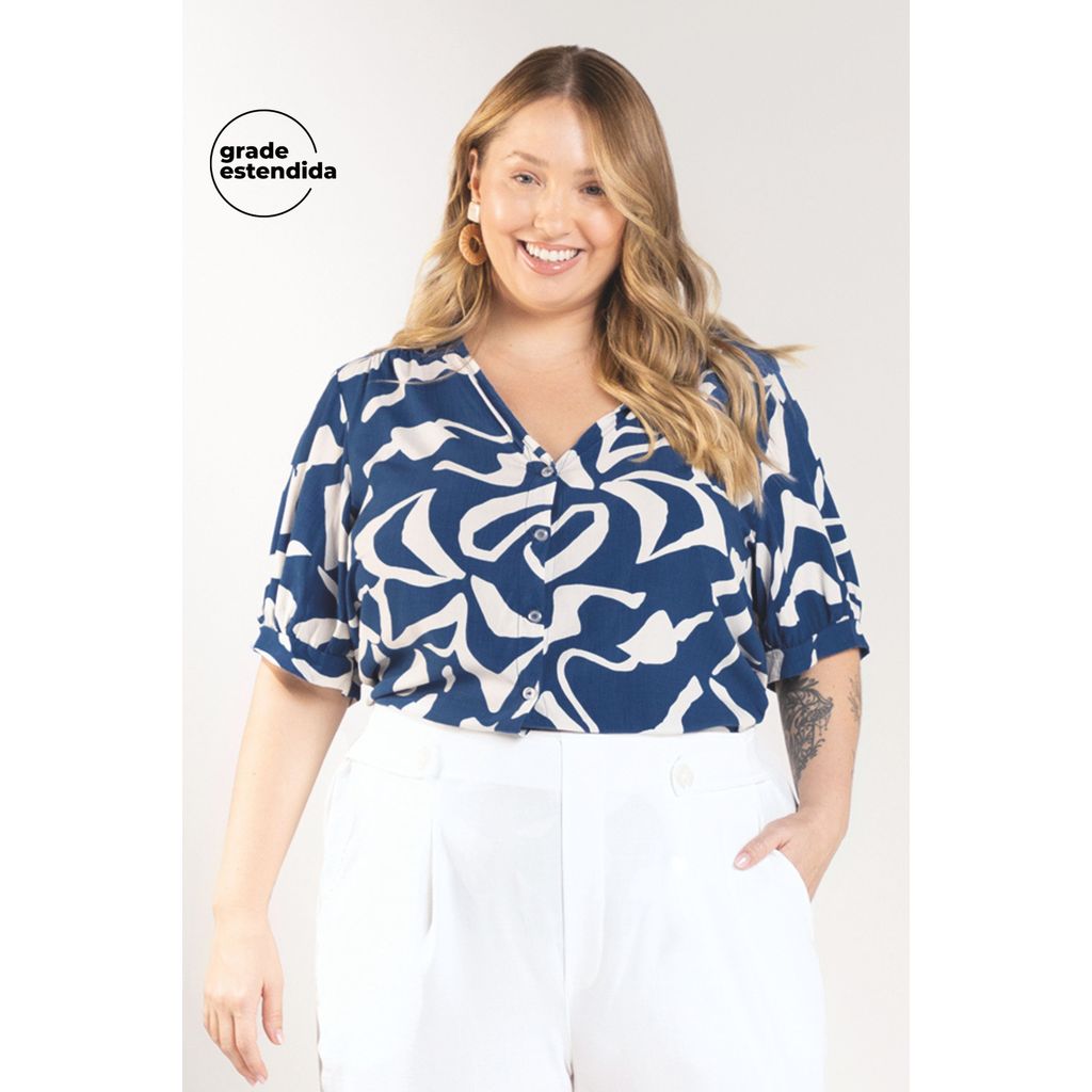 Blusa Feminina Estampada Marialícia Azul