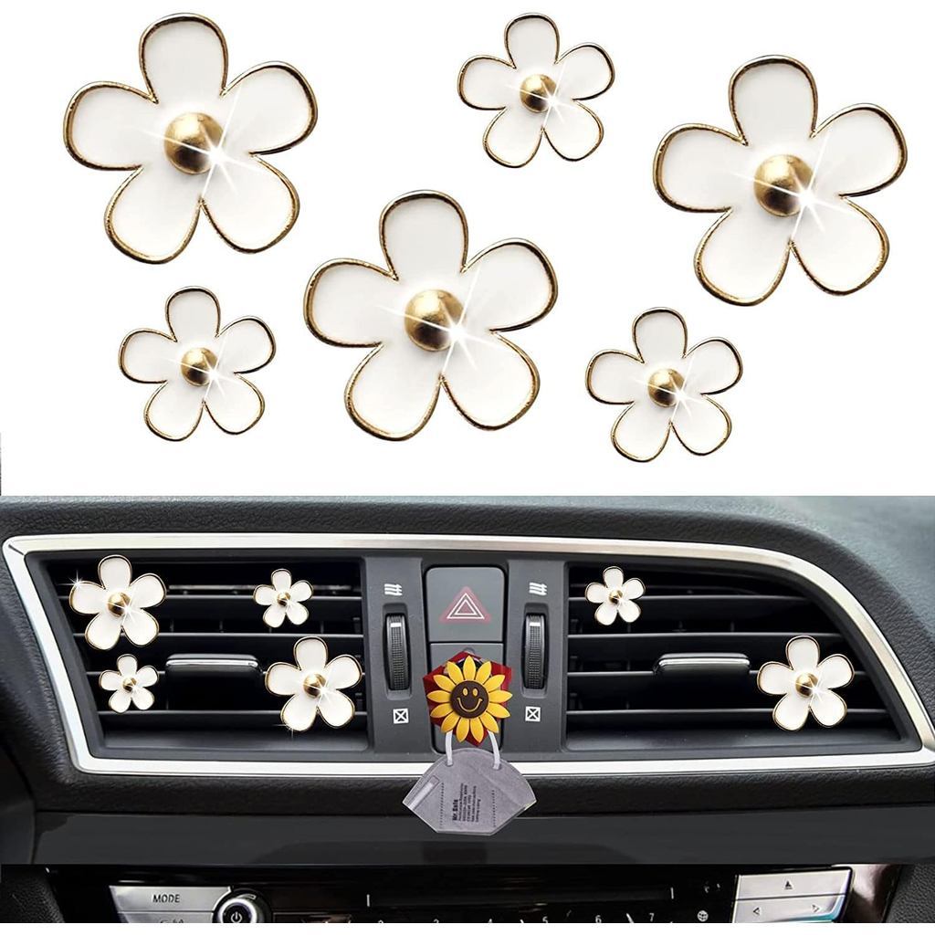 Clipes De Ventilação De Ar Daisy : 6 Peças De Clipe De Saída Condicionado De Flor Fofa , Purificadores De Carro , Decora