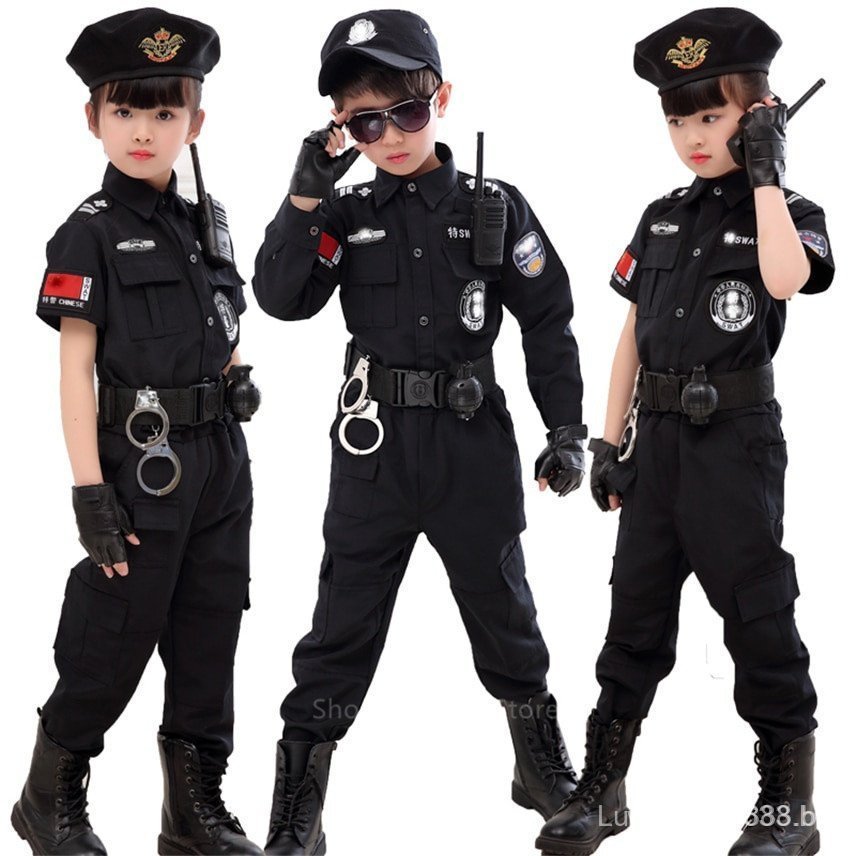 Trajes infantis Polícia de Trânsito Especial Halloween Carnaval Festa Mostrar Uniformes de Polícia Meninos Militar Uni