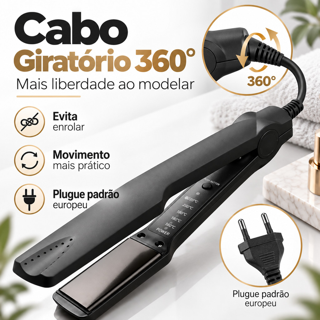 Chapinha Prancha de Cabelo Alisadora Elétrica Bivolt Para Cabelo Curto Modela e Alisa Fios Portátil Viagem Uso Doméstico