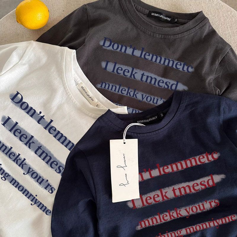 Meninos camiseta de manga comprida primavera outono moda versão coreana simples carta impressão bonito solto Casual All-