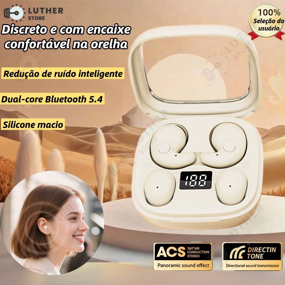 Fones de ouvido Bluetooth de dormir 2 pares sem fio com microfone, fones de ouvido com cancelamento de ruído-LU