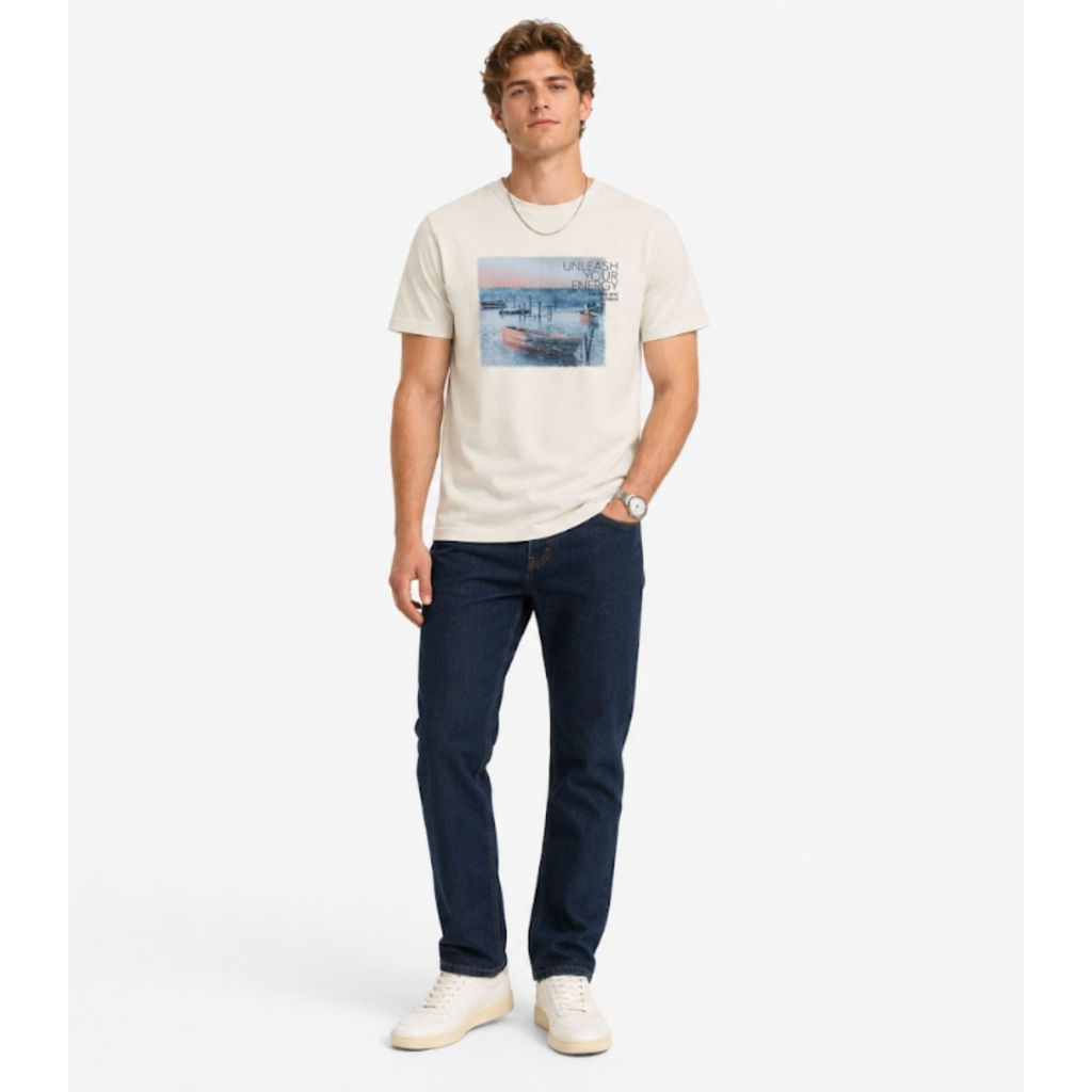 Camiseta Meia Malha Masculina Diametro Bege