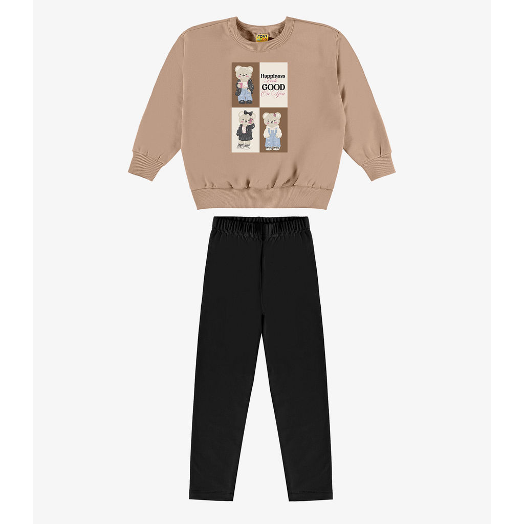 Conjunto Blusão Com Legging Menina Rovi Kids Marrom