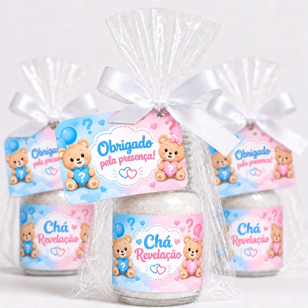 25 Mini Hidratantes Lembrancinha Chá Revelação Ursinhos