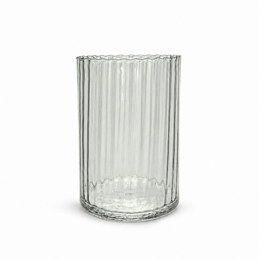 Vaso Decorativo de Vidro Canelado para Flores e Arranjos