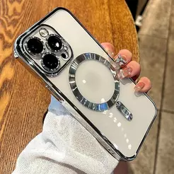 Luxo Sem Fio Carga Para 18 17 15 14 13 12 11 16 Pro Max Transparente Pára-Choques Capinha de celular