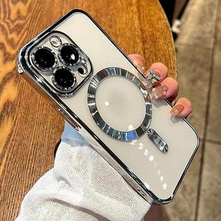 Luxo Sem Fio Carga Para 18 17 15 14 13 12 11 16 Pro Max Transparente Pára-Choques Capinha de celular
