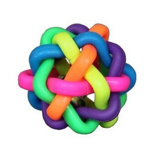 Brinquedo para animais de estimação, bola de brinquedo para cães, tecido de plástico, bola colorida, sino, três modelos,