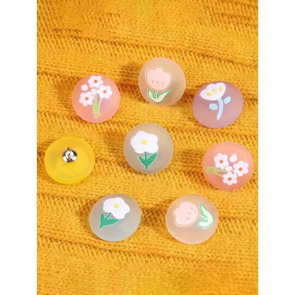 Roupas de bebê jaqueta dos desenhos animados impresso botão acessórios camisola malhas botão crianças pequena flor botão