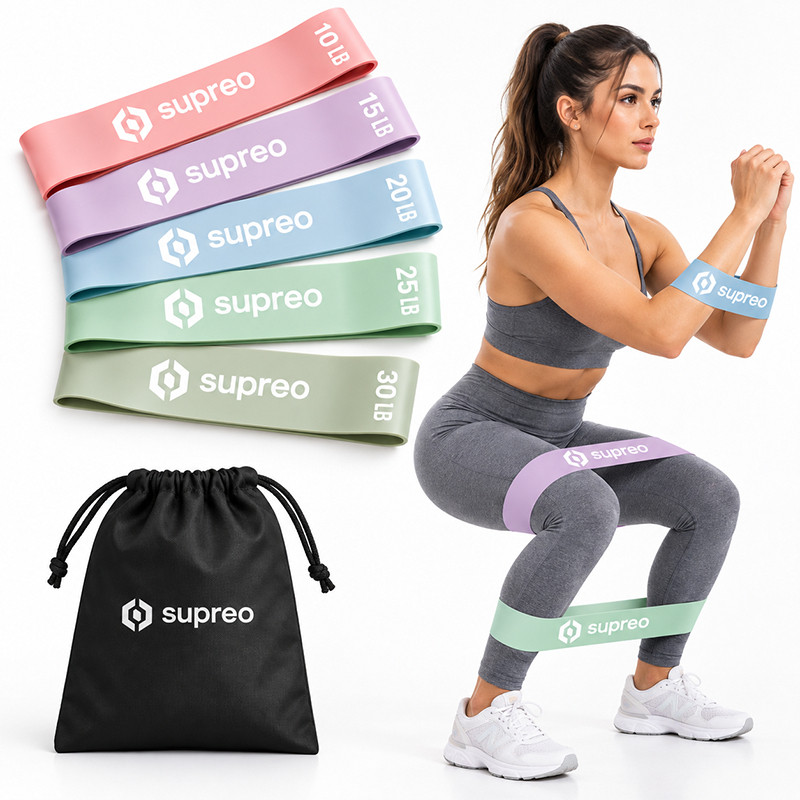 Kit 5 Mini Band Faixas Elásticas de Resistência Treino Yoga Pilates Academia Crossfit Glúteos Fisioterapia Exercício