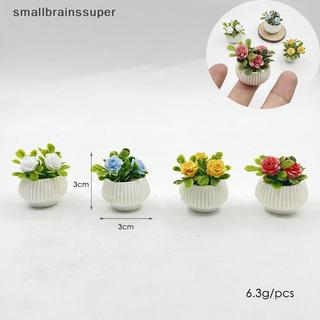 1 Pçs Casa De Boneca Sala Estar Cena Decoração Mini Rosa Planta Vasos Plantas Modelo Paisagem Em Miniatura Artesanato