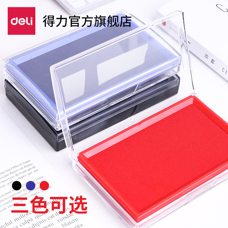 Deli Red Stamp Pad 9864 [Oleoso] Almofada de carimbo de tamanho grande Caixa de carimbo Óleo de secagem rápida Contabili