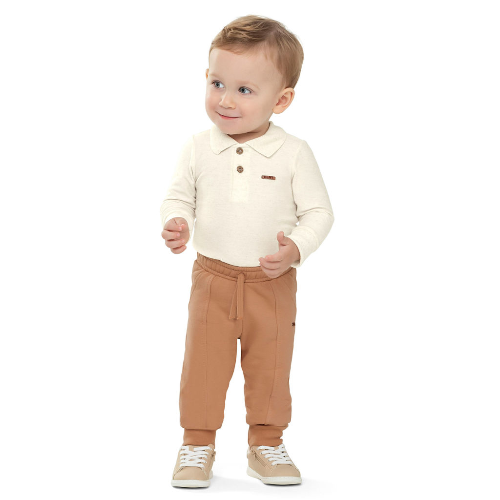 Calça Bebê Menino Moletom Com Bolsos Colorittá Marrom