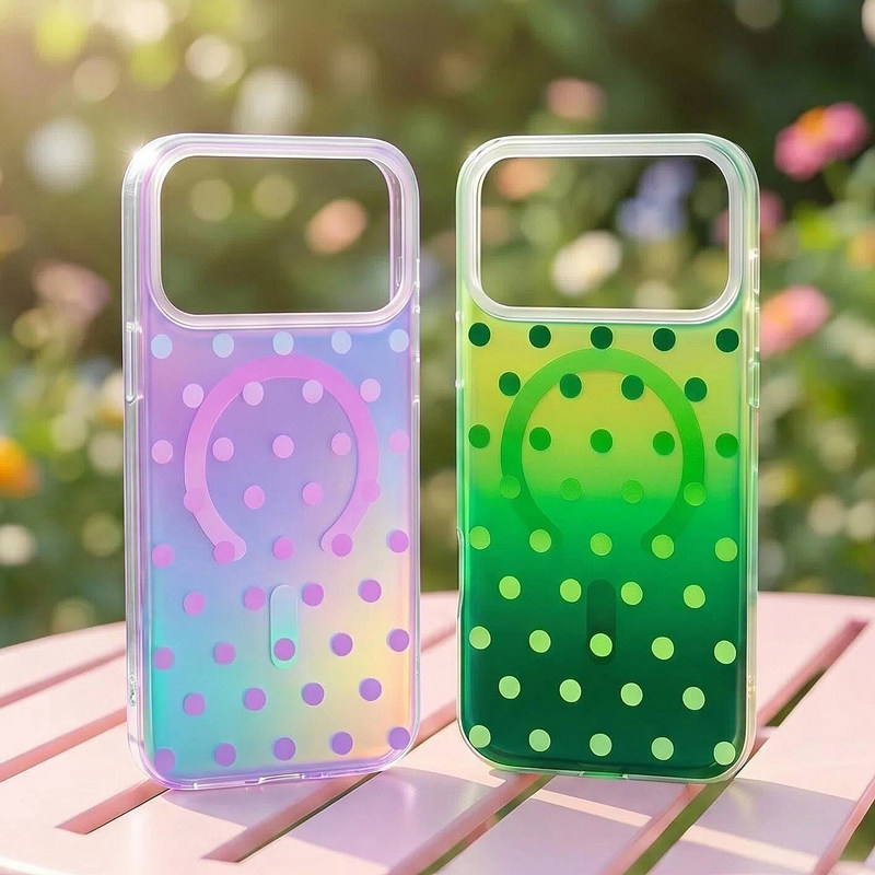Durável Magnético Sem Fio Anti-Impressão Digital Laser Gradiente Cor À Prova De Choque Capa De Telefone Para iPhone Appl