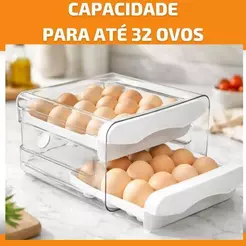 Porta Ovos Organizador Geladeira Gaveta Caixa 32 2 Andares