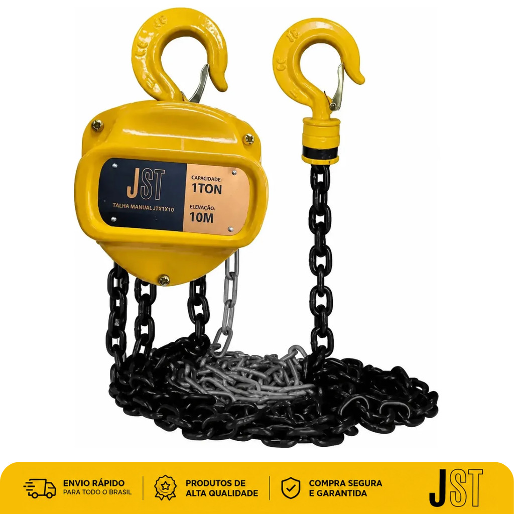 Talha Manual Corrente 1 Tonelada 10 Metros JST JST1X10 Freio Duplo