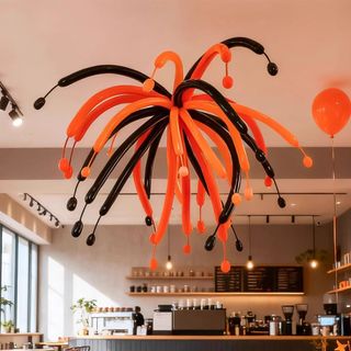 Decoração De Halloween Balão Shopping layout Atividades Escolares Preto Laranja Longo Fumaça Flor Jardim De Infância bhy