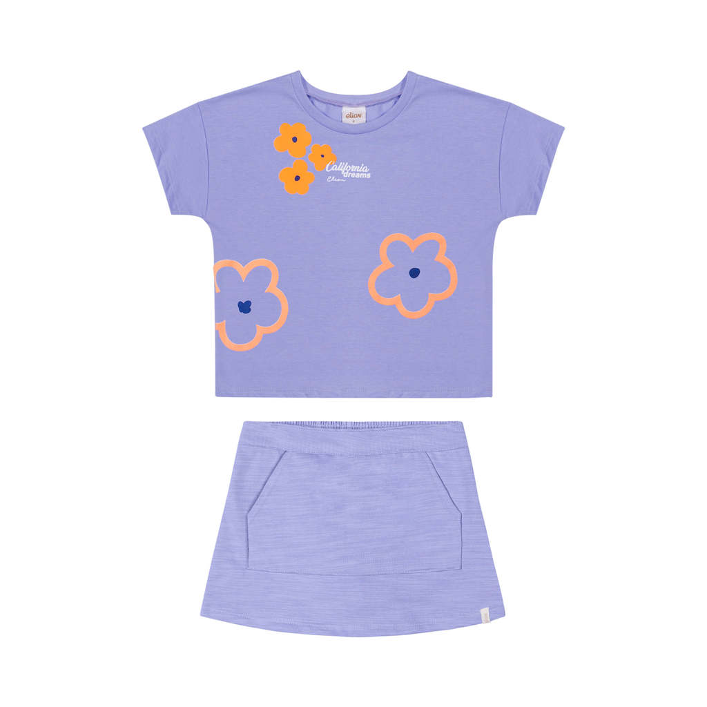 Conjunto Infantil Menina Floral Neon Elian Lilás · foto 2