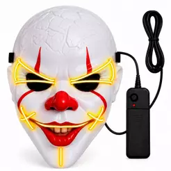 Mascara It A Coisa Pennywise LED 3 Modos Pra Fantasia Palhaço Assassino Halloween Adulto