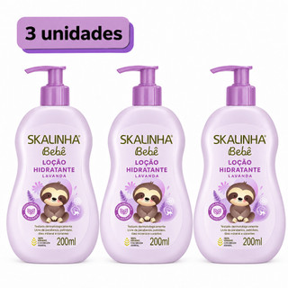Kit 03 Loção Hidratante Skalinha Bebê 200ml Lavanda