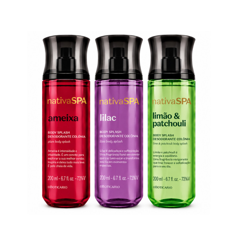 Combo Nativa SPA com 3 Fragrâncias Corporais – Ameixa + Lilac + Limão & Patchouli