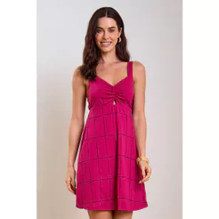 Vestido Feminino Em Algodão Marialícia Rosa