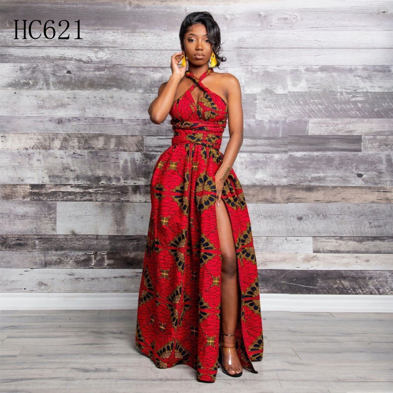Vestido africano com alça longa/elástico/grande/formato irregular BU697