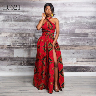 Vestido africano com alça longa/elástico/grande/formato irregular BU697
