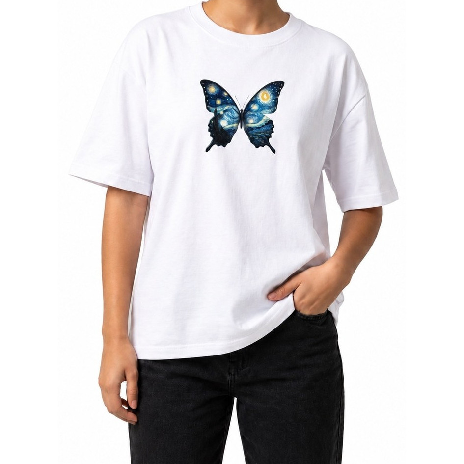 Camiseta Oversized Feminina Estampada Blusinha Borboleta 100% Algodão