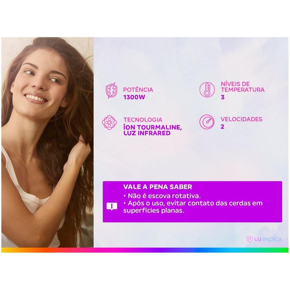 Escova Secadora Britânia 1300W Luz Infrared Cerâmica Íons Turmalina 2 Velocidades Soft BEC07R — imagem 2 de 2