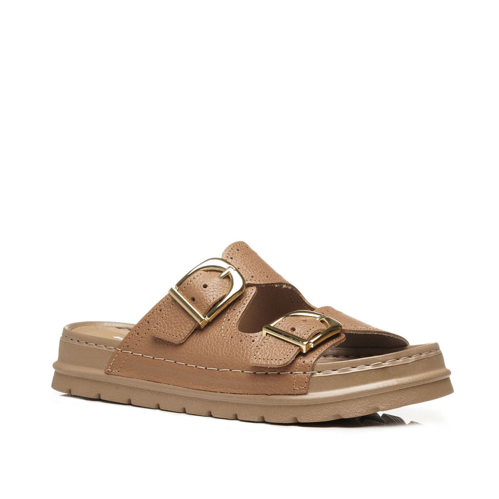 Chinelo Pegada Feminino em Couro Caramelo 234706-02 — imagem 2 de 2