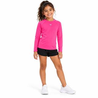 Camiseta Baby Look Infantil Kanxa Manga Longa Rosa Neon - Modelagem Ajustada e Confortável