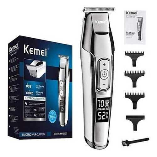 Máquina de Barbear Acabamento Profissional Barbeador Elétrico Kemei Original Km-5027