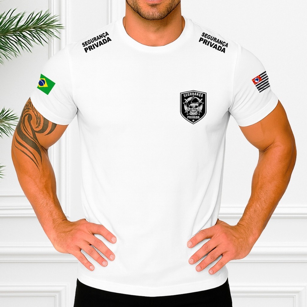 Camiseta Segurança Privada Amarela Masculina Manga Curta Camisa Para Trabalho Personalizada SEM Nome — imagem 2 de 2