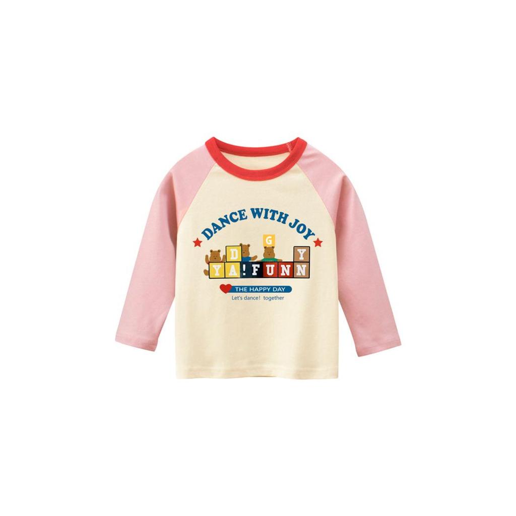 27home puro algodão primavera outono camiseta de manga comprida roupas infantis versão coreana médio pequeno crianças me