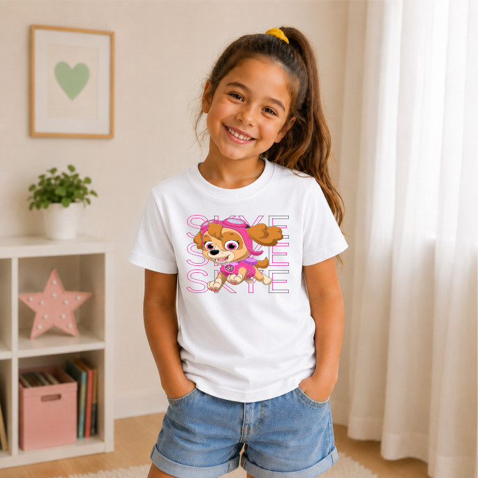 Camiseta Infantil Skye Estilosa Confortavel Camiseta Patrulha Canina  Camiseta Adulto Personagem Fantasia