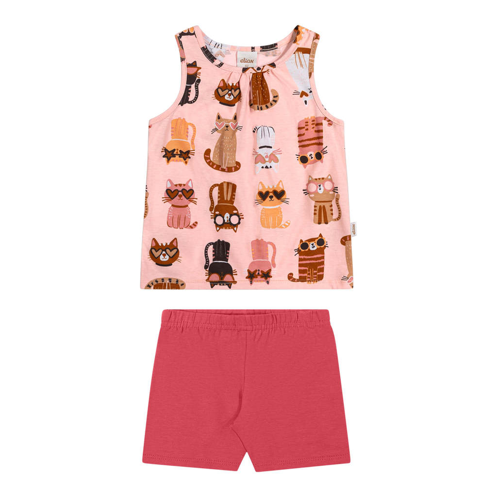 Conjunto Infantil Menina Regata Lúdica Elian Rosa