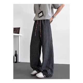 Preto cinza xadrez calças casuais homens estilo preguiçoso Houndstooth primavera verão outono novo estilo americano Retr