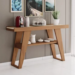 Aparador para Sala 1 Prateleira MDP Nature Off White 136cm Menphis Marrom